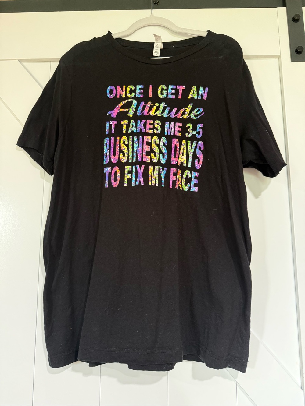 Bella Canvas Black Short Sleeve Tee with Rainbow Foil Text